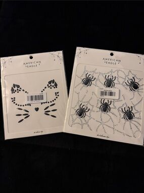 American Eagle Outfitters Black Cat and Spider Web Face Sticker Sets